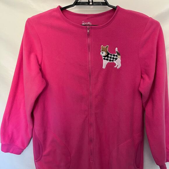 Nick & Nora One Piece Fleece Footie Womens Sleeper Pjs Size Large Terrier Dog - Picture 2 of 12